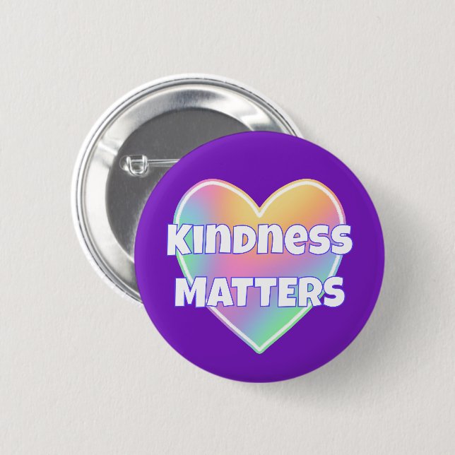 Kindness Matters Rainbow Heart Button (Front & Back)