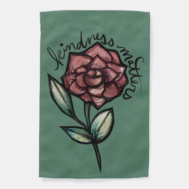 Kindness Matters Red Rose Garden Be Kind Art       Flag (Front)