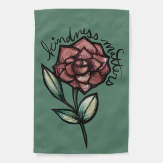 Kindness Matters Red Rose Garden Be Kind Art       Garden Flag