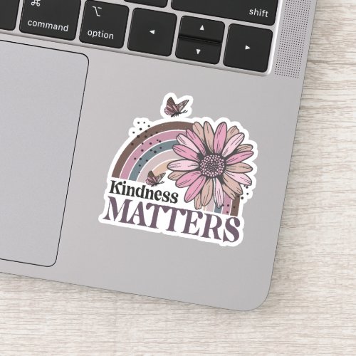 Kindness Matters Retro Butterfly Boho Rainbow Sticker
