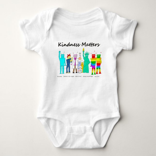 Kindness Matters Robots Onsie Baby Bodysuit (Front)