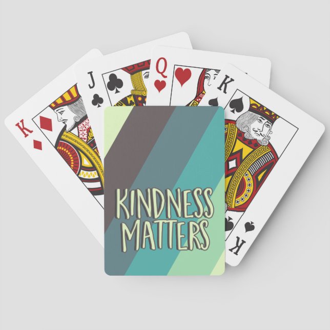 Kindness Matters, Simple Modern Stripes Green Blue Poker Cards (Back)