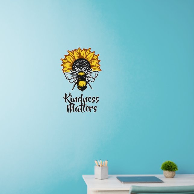 Kindness Matters Sunflower Bee   Wall Decal (Home Office)