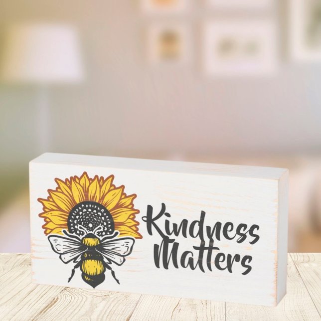 Kindness Matters Sunflower Bee Wooden Box Sign (Creator Uploaded)