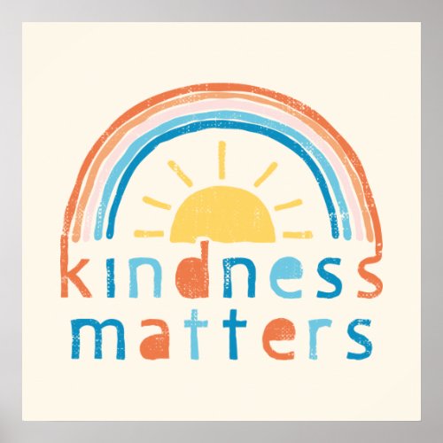 Kindness Matters Typography Design with Rainbow Poster