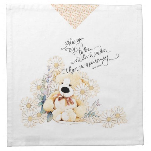 Kindness Motivational Quote Teddy Floral Napkin