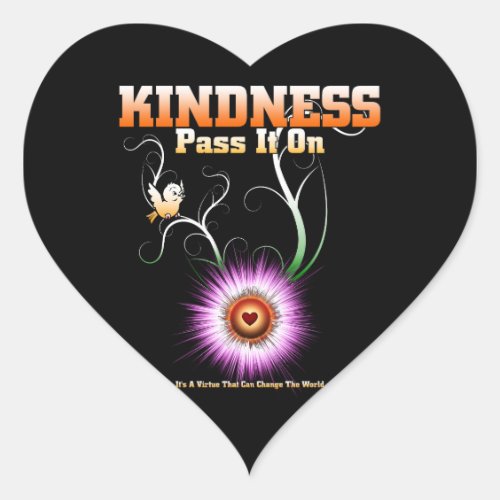 KINDNESS _ Pass It On Starburst Heart Heart Sticker