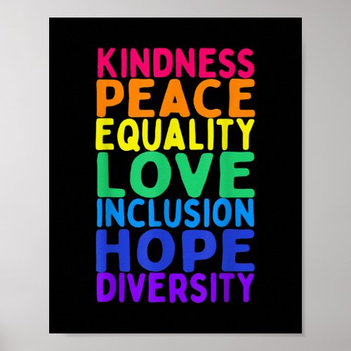 Kindness Peace Equality Inclusion Diversity Human  Poster