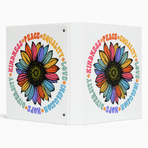 Kindness Peace Equality Love Hope Diversity Human  3 Ring Binder