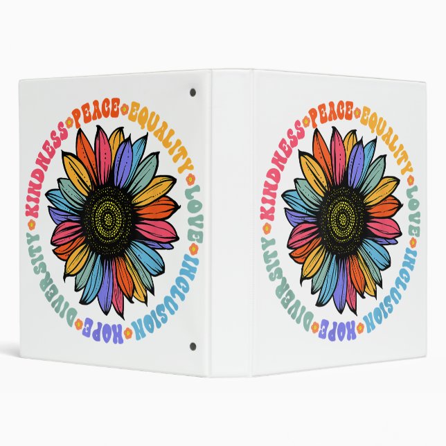 Kindness Peace Equality Love Hope Diversity Human  3 Ring Binder (Background)