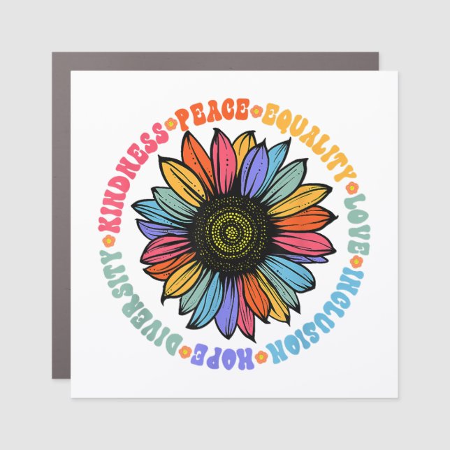 Kindness Peace Equality Love Hope Diversity Human  Car Magnet (Front)