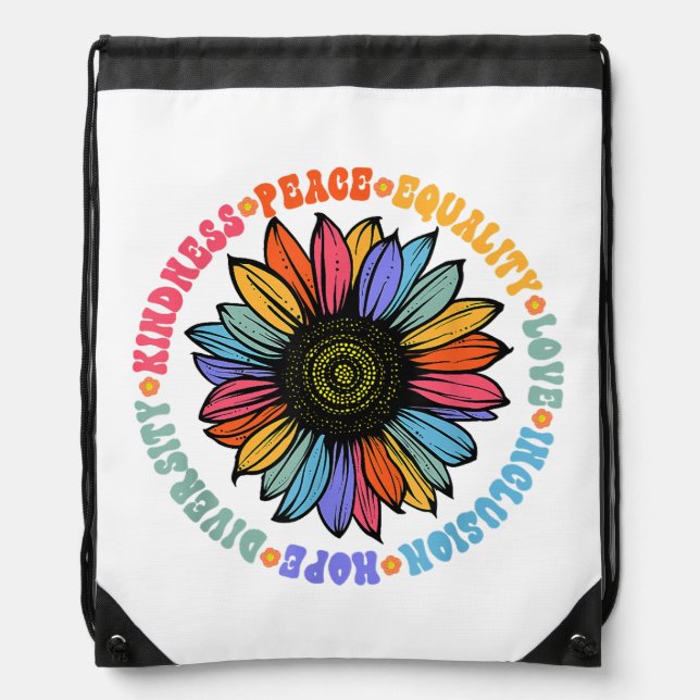 Kindness Peace Equality Love Hope Diversity Human  Drawstring Bag (Front)