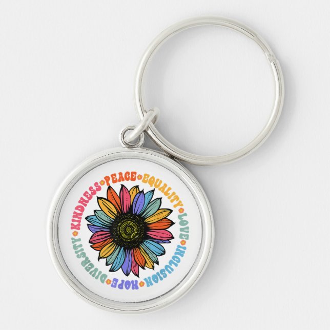 Kindness Peace Equality Love Hope Diversity Human  Keychain (Front)
