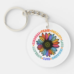 Kindness Peace Equality Love Hope Diversity Human Keychain