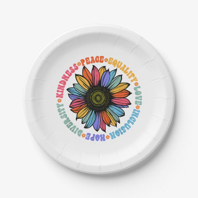 Kindness Peace Equality Love Hope Diversity Human  Paper Plates (Front)
