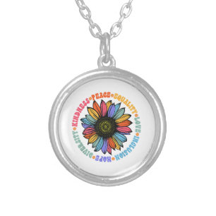 Kindness Peace Equality Love Hope Diversity Human Silver Plated Necklace