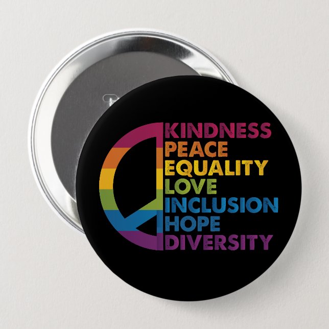 Kindness Peace Equality Love Inclusion Hope Divers Button (Front & Back)