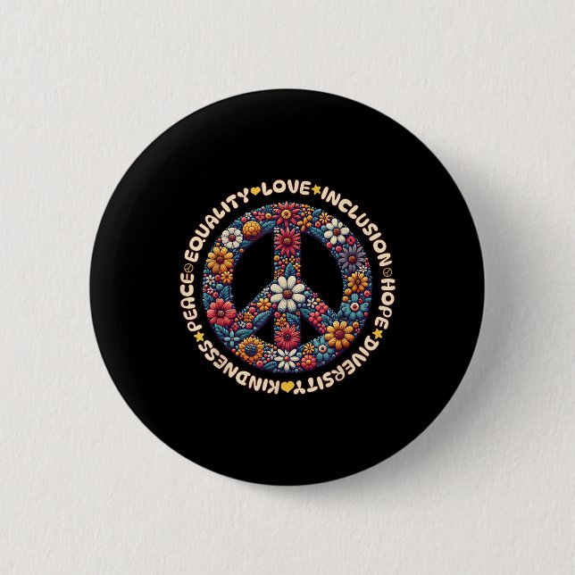Kindness Peace Equality Love Inclusion Hope Divers Button (Front)