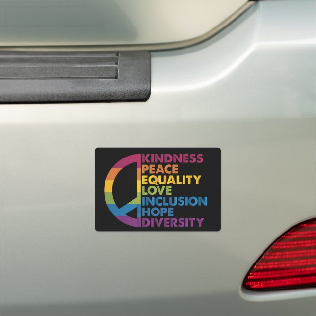 Kindness Peace Equality Love Inclusion Hope Divers Car Magnet (In Situ)