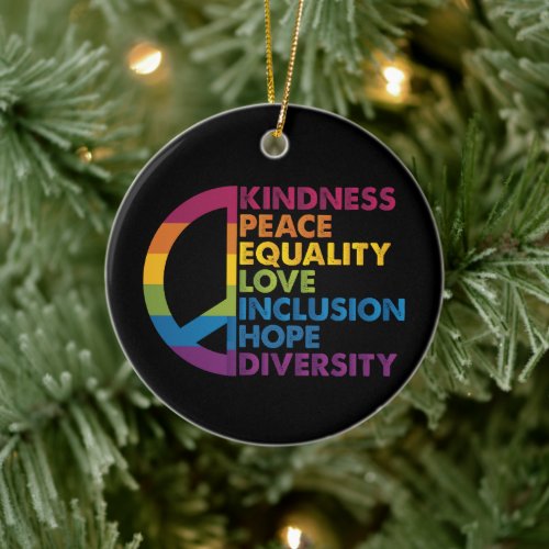 Kindness Peace Equality Love Inclusion Hope Divers Ceramic Ornament