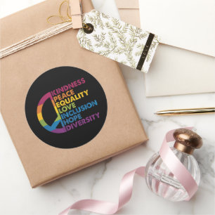 Kindness Peace Equality Love Inclusion Hope Divers Classic Round Sticker