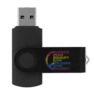 Kindness Peace Equality Love Inclusion Hope Divers Flash Drive