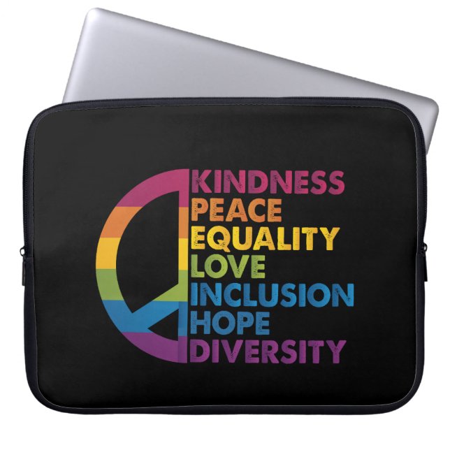 Kindness Peace Equality Love Inclusion Hope Divers Laptop Sleeve (Front)