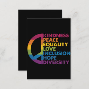Kindness Peace Equality Love Inclusion Hope Divers Note Card
