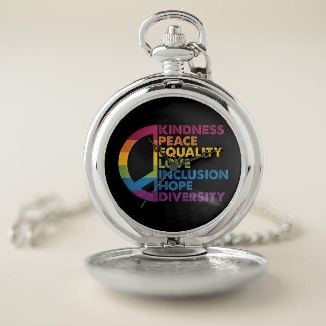 Kindness Peace Equality Love Inclusion Hope Divers Pocket Watch (Inside)