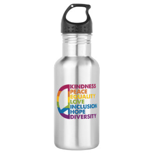 Kindness Peace Equality Love Inclusion Hope Divers Stainless Steel Water Bottle
