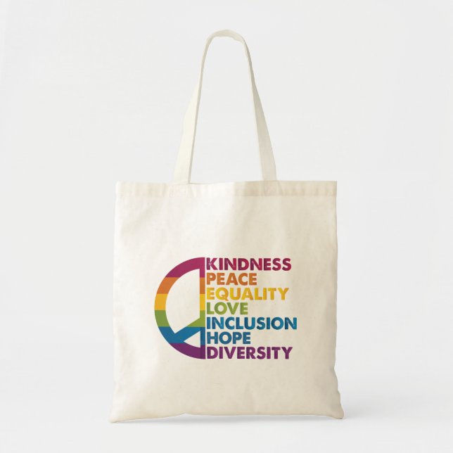Kindness Peace Equality Love Inclusion Hope Divers Tote Bag (Front)