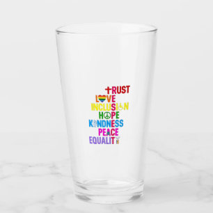 Kindness Peace Equality Love Inclusion Hope Glass
