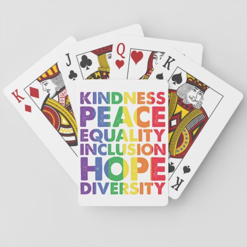 Kindness Peace Equality Love Inclusion Hope LGBT Poker Cards