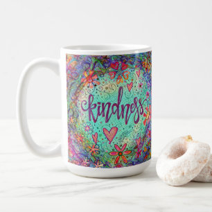 Kindness Pretty Floral Blue Inspirational Mug