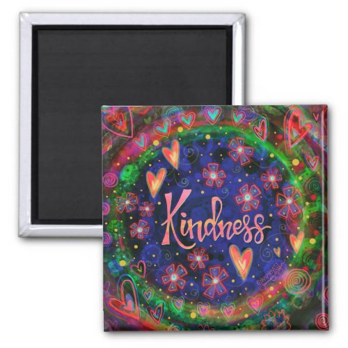 Kindness Pretty Hearts Colorful Floral Inspirivity Magnet