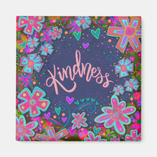 Kindness Pretty Hearts Colorful Floral Inspirivity Magnet