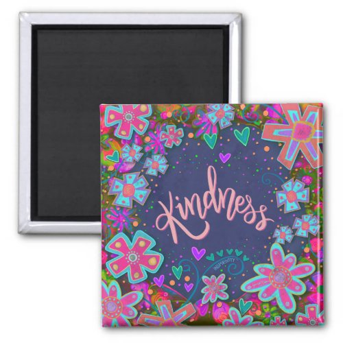 Kindness Pretty Hearts Colorful Floral Inspirivity Magnet