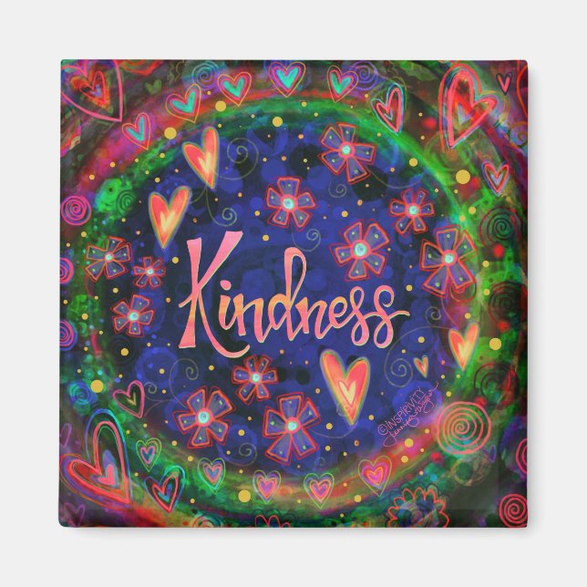 Kindness Pretty Inspirational Floral Trendy Fun Magnet (Front)