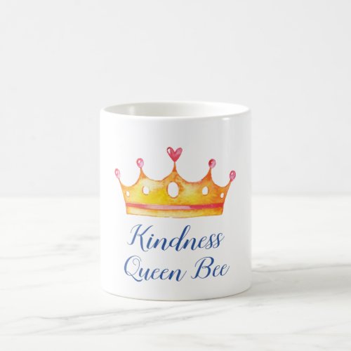 Kindness Queen Bee Heart Crown Watercolor Coffee Mug