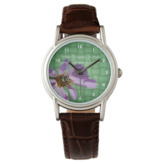 Kindness Quote Bee On Flower Inspirational  Watch (Front)