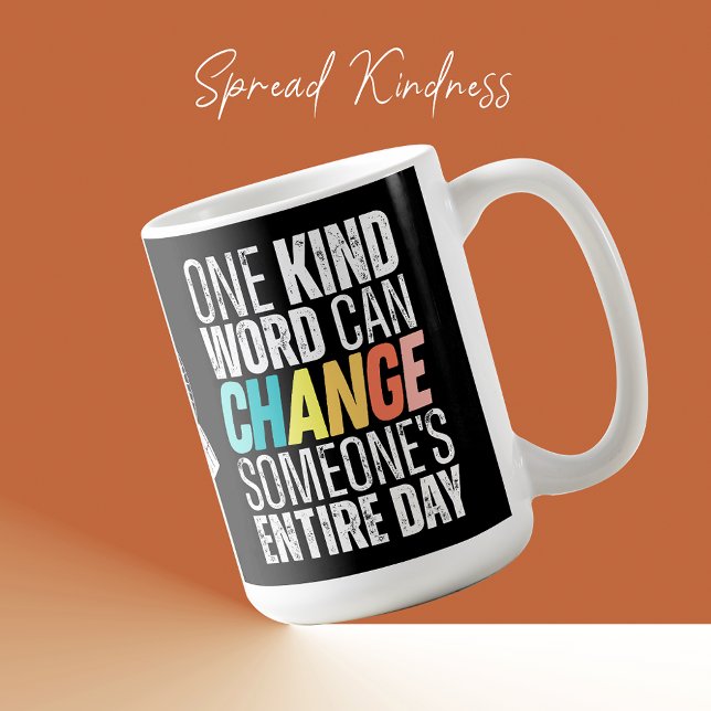 Kindness Quote Modern Trendy Inspirational Coffee Mug (#Kindness Quote One Kind Word Can Change Inspiration Coffee Mug Motivational Uplifting Gifts Present)