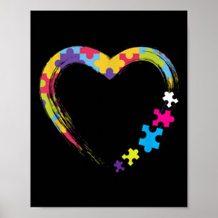 Kindness Ribbon Heart Autism Awareness Poster