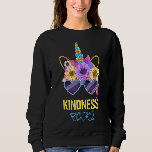 Kindness Rocks Anti Bullying Unicorn Sunglasses Sweatshirt