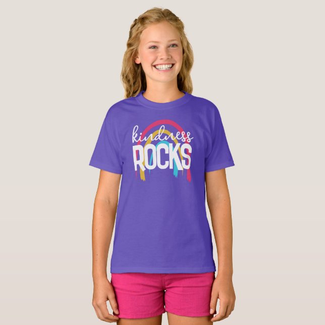 Kindness Rocks Rainbow Girls' T-Shirt (Front Full)