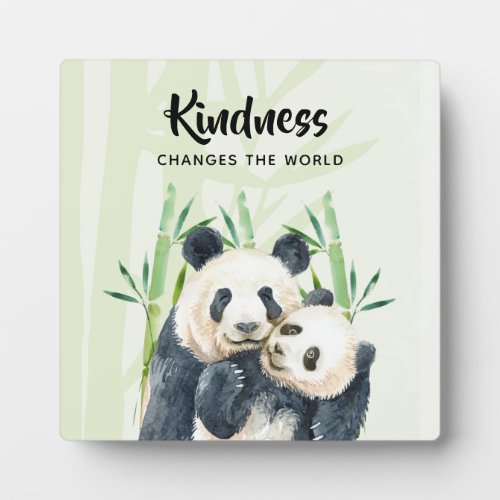 Kindness Saying with Cute Panda Bears Cuddling Plaque