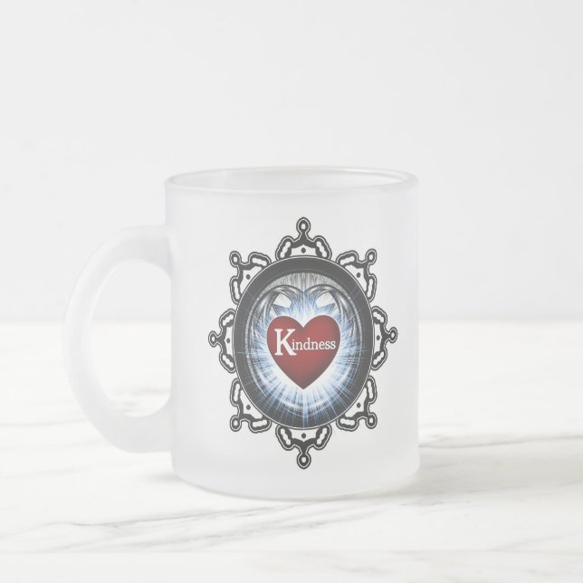 Kindness Symbol Frosted Glass Coffee Mug (Left)