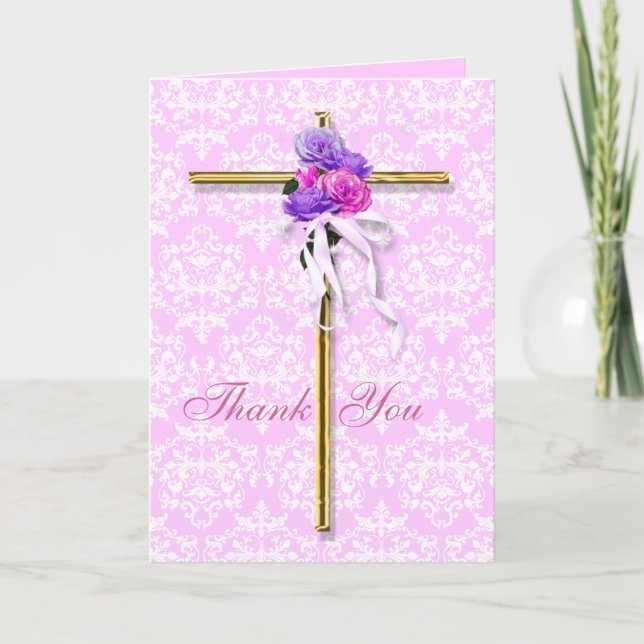 Kindness "thank you" pink religious bible thank you card (Front)