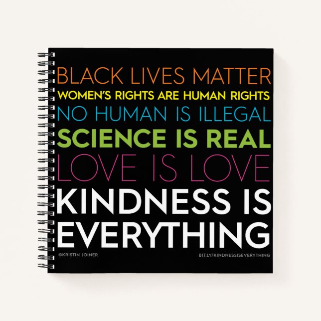 #KindnessIsEverthing 8.5" x 8.5" Spiral Notebook (Front)