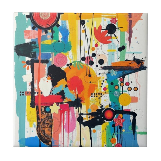 Kinetic Color Burst Ceramic Tile (Front)