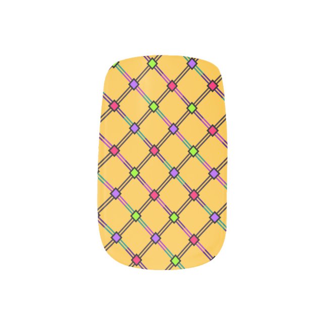 Kinetic Plaid Rainbow Diamond Print Minx Nail Art (Right Thumb)